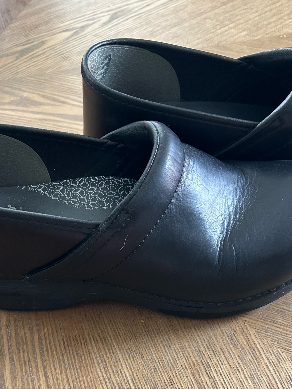 Dansko black Leather Slip-On Clog Shoes